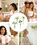 Collage showing Glass Tube Propagation Station Hanging Vase Set - 4 Cylinder Wall Planters in various gift scenes.