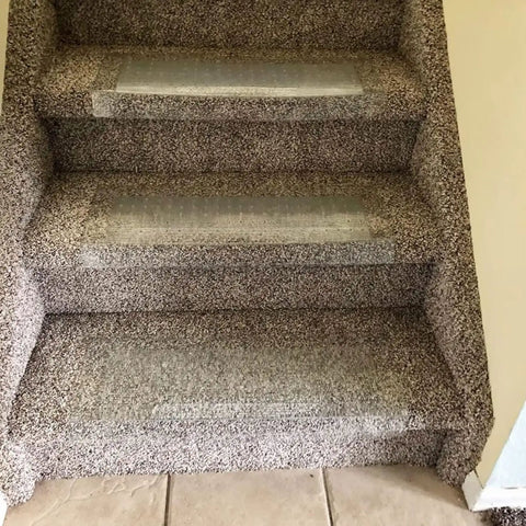 Clear Stair Tread Protectors Set Of 2 24 X 8 Inches Slip Resistant Vinyl Treads With Gripper Teeth For Carpeted Stairs Protection
