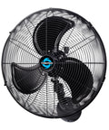 20 Inch Pro Series High Velocity Water-Resistant Outdoor Wall Mount Fan with Oscillation, black blades, front view