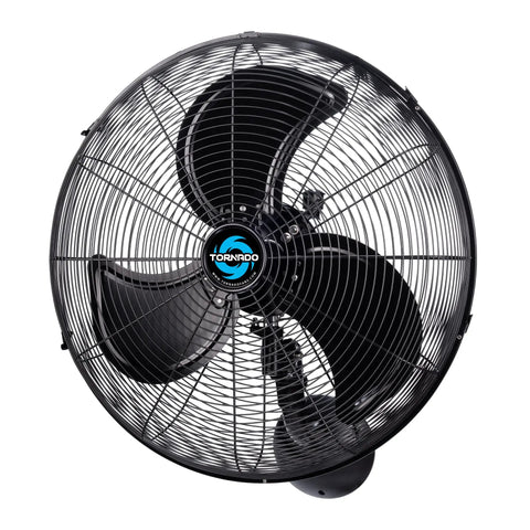 20 Inch Pro Series High Velocity Water-Resistant Outdoor Wall Mount Fan with Oscillation, black blades, front view