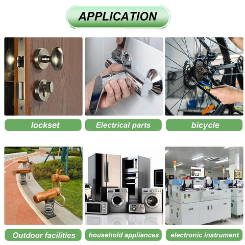Various applications of hardware including locksets, electrical parts, bicycles, outdoor facilities, appliances, and instruments.