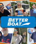 Collage of people holding Heavy Duty 2 Inch By 48 Inch Boat Tie Down Straps For Trailer Marine Grade Transom Straps With Manual Buckle.