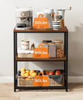Built Tough Kitchen Island With Three Deep Storage Shelves And Reinforced Metal Frame, featuring kitchen items and organized food.