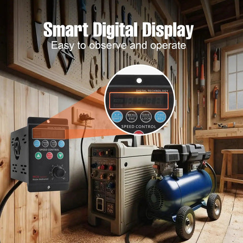 Single Phase To Three Phase VFD Inverter For Spindle Motors, 220V 0.75kW 1HP 5A Variable Frequency Drive with smart digital display