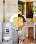 Gold 30 Pack 3-1/2 By 3-1/2 Inch Door Hinges With Removable Pin For Quick Door Swaps, Steel Hinge Set For Interior Doors, In Use