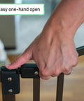 Extra Wide Baby Gate And Dog Gate For Hallways And Large Openings, Fits 44 To 72 Inch Openings, 36 Inch Tall, Hardware Mounted, shown easy one-hand open mechanism.