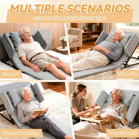 Heavy Duty Electric Lifting Backrest For Bed With Remote Control Adjustable Power Recliner System 2 To 80 Degree Range for TV, reading, napping.