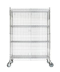 Heavy Duty Chrome Wire Mesh Rolling Security Cage Rock Solid Mobile Storage Locker NSF Certified 48X18X70 Inch with swivel casters.