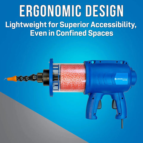 Heavy Duty Pull Line Blower For 3/4 To 2 Inch Conduit with transparent drum and ergonomic design for easy handling.