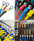 200 Pcs Insulated Ring Terminals Assortment Set with 12 Sizes M3 M4 M5 M6 22-16 AWG connections on automotive wiring