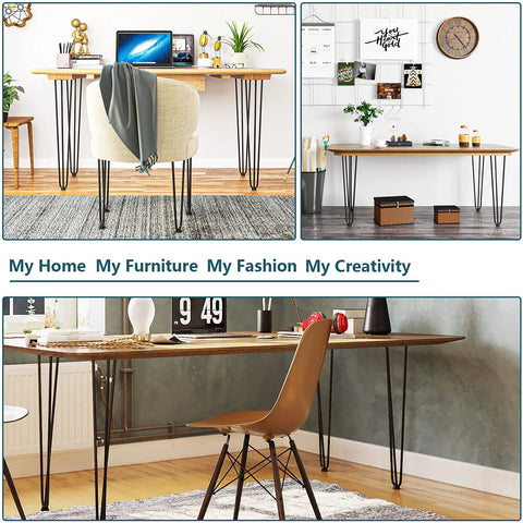 Modern desk with 18 Inch Hairpin Table Leg Set Of 4 With Solid Rods Metal Desk Legs For Coffee Tables Benches Dining And Bar Height Furniture Industrial Boss Grade DIY Upgrade With Durable Steel Construction And Rubber Floor Protectors.