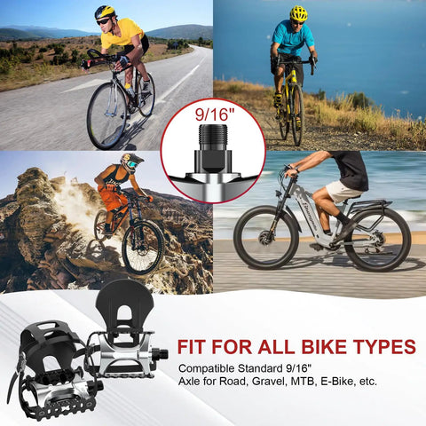 Durable Bike Pedals With Toe Cages And Straps For Road Peloton Mountain And MTB Bikes Toe Clip Pedals Designed For Wide Shoes