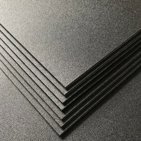 Pack of 2 Black ABS Plastic Sheets 8 x 12 x 1/8 Inch Thick Rigid Moldable Panels With Smooth And Textured Sides stacked view