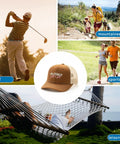Brown Trucker Hat With Ventilated Top Holes, Breathable All Season Cap For Running, Hiking, Cycling And Daily Wear design in center