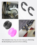 Image of 2PCS Shifter Bushing Kit for Transmission Shift Linkage Replacement, including rubber bushings and metal clips.