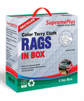 5 lbs box of recycled color terry cloth heavy-duty cleaning towels for garage, industrial use, and housekeeping visible