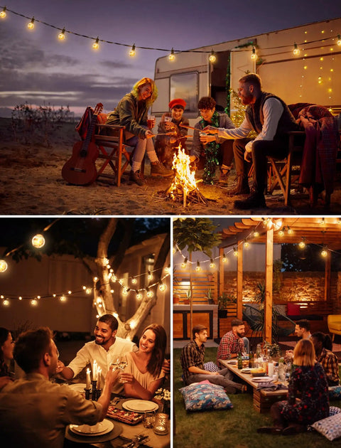 LED Outdoor String Lights 100ft With 104 Bulbs Weatherproof Shatterproof Patio Lights For Backyard Vibes Pergola Parties E12