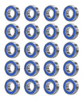 20-pack deep groove ball bearings, 6×12×4 mm, chrome steel with blue rubber seals