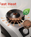 Close-up of On The Go 1200W Portable Clothes Dryer heating element with fast heat ceramic PTC and energy-saving features.