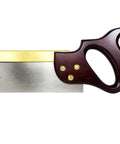 Heavy Duty 8 Inch Dovetail Saw With Stained Beech Handle 20 TPI Taper Ground Sheffield Steel For Slick Rip Cuts And Badass Woodworking True Reliability All Year, detailing brass frame and beech handle.