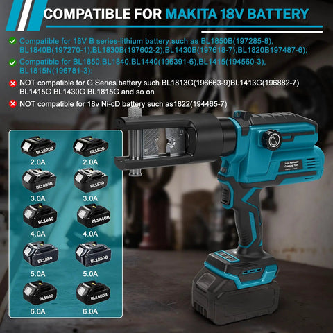Heavy Duty Cordless Hydraulic Crimping Tool Compatible With Makita 18V Battery Including Eight Swappable Dies electric cable crimper
