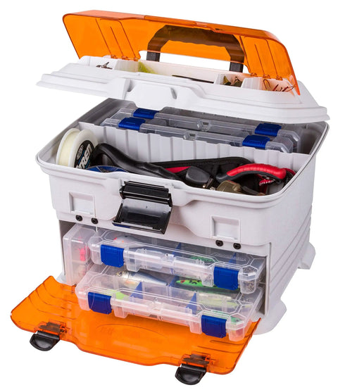 Pro Multiloader Tackle Box With Zerust Anti Rust Technology Portable Lure Organizer Station with open lid and Tuff Tainer boxes