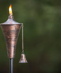 Oahu Tiki Style Outdoor Torches Set Of 4 53 Inch Tall With Snuffer Fiberglass Wick And 16oz Oil Lamp, bronze torch lit outdoors