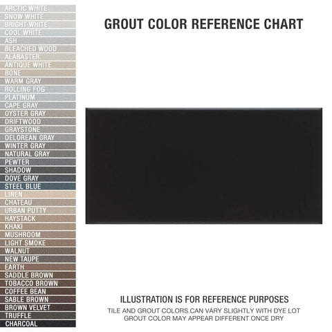Grout color reference chart with Crown Heights Matte Black Ceramic Wall Tile 3x6 In Glazed With Subtle Texture For Indoor Walls Grade 1 Wall Tile 0.27 In Thick Great For Kitchens And Bathrooms