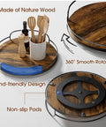 Two Pack 9 Inch And 10 Inch Wooden Lazy Susan Turntables For Tabletop Cabinet Kitchen Pantry And Vanity with non-slip pads and smooth rotation