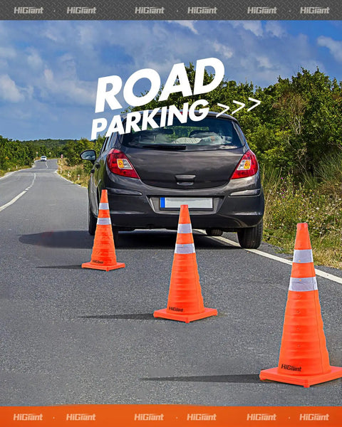 4 Pack Collapsible Traffic Safety Cones 28 Inch Orange Pop Up With Reflective Collar For Road Driving Practice And Parking Lot Use Quick Setup High Visibility Durable Foldable Safety Markers