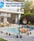 Single Pack Heavy Duty Glass Railing Spigot SS304 Clamp Brackets For Balustrade Stairs Pool Balcony, 200 Lb Load Tested By Intertek, Rock Solid Glass Rail System Level 3 installed around pool.