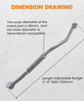 Front Adjustable Track Bar For Dodge Ram 2500 3500 2003-2013, Fits 2-6 Inch Lift, Eye To Eye Length 39.37 To 43.31 Inches, Quick Adjust For On Road And Off Road, Helps Fix Death Wobble By Centering Axle. dimension drawing showing 28mm outer diameter and 14-16mm inner diameter