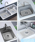 Two Pack Silicone Sink Protectors For Kitchen Sink With Trellis Pattern, 13 By 11 Inches, Center Drain, Non Slip, Easy Clean, Durable Silicone Mat, White