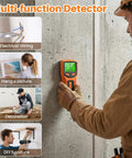 5‑in‑1 Stud Finder Wall Scanner, Smart Chip Wall Detector with LCD Display in use detecting electrical wiring.