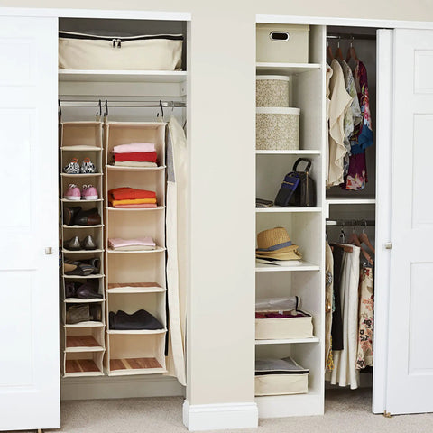 Closet organized with under bed sweater storage bags 2 pack made from breathable cotton canvas with zippers and clear top window