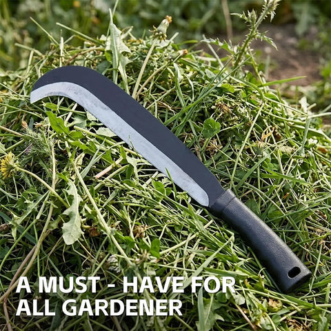 Beastly Heavy Duty Yard Work Machete With Curve Blade For Cutting Trees And Brush Clearing Billhook Sickle on grass