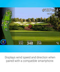 Golf GPS Range Finder With Pin Lock, showing hole 18 layout with distance, wind speed, and 2D course overlay view on screen
