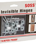 Package of Hidden Mortise Hinge For Cabinets And Panels With Concealed Pivot, No Visible Hinge From Either Side, Satin Chrome Finish