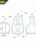 Technical diagram of AWS Aluminum Winch Shackle for safer, stronger off-road recovery up to 20,000 lbs with dimensions.