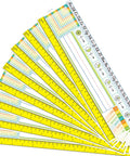 Multiplication Desk Reference Name Plates For Students Kid Friendly Self Adhesive Manuscript Alphabet Tags With Stroke Lines Fractions And Numerals 13.8 By 4 Inches 36 Pack Classroom Desk Labels spread in fan shape