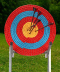 Traditional Solid Straw Archery Target With Colored Rope Face And Three Layer Design For Backyard Practice Handmade Eco Friendly
