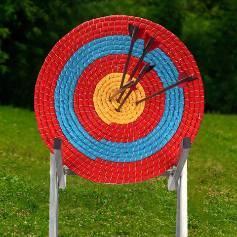 Traditional Solid Straw Archery Target With Colored Rope Face And Three Layer Design For Backyard Practice Handmade Eco Friendly