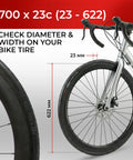 Diagram of 700x23c Road Bike Tire Set With Two Inner Tubes 60mm Presta Tubes Puncture Resistant Slick Tread on bike wheel