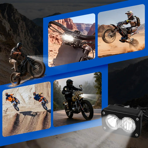 Upgraded Headlight Kit For Sur Ron Segway X260 And Talaria Sting R MX4 with rugged aluminum housing in off-road setting