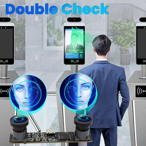 Dual Lens Global Shutter USB Camera Module For PC 4MP HD 3200X1200 MJPEG At 60FPS Wide 120 Degree Field Of View 3D Stereo Interchangeable M9 Mount Low Distortion Sensor For High Speed Motion installed in facial recognition security system