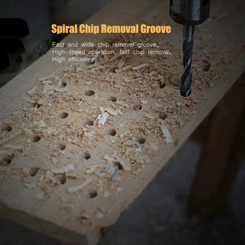 Brad Point Drill Bit Set One Eighth Inch Ten Piece With Double Flutes For Hardwood Plywood And Plastic For Clean Round Holes In All Wood Types Pro Grade DelitonGude creating multiple holes in wood with spiral chip removal groove.