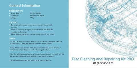 Instructions and specifications for Motorized Disc Cleaning And Repair Kit For Blu Ray DVD And CD Clean Smudges Fingerprints And Dirt Repair Scratches Pro Grade Data Discs Stop Skipping And Freezing Easy Home Maintenance For Archive And Everyday Play.