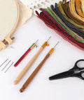 Fully Loaded Embroidery Crochet Hook Kit With Wood Handle Nine Needles And Hooks for Beading Tambour and Latch Projects.