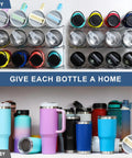 Kick That Bottle Jumble With This 3 Tier Stackable Water Bottle Organizer That Cradles 12 Big Tumblers And Fits Stanley Sizes Perfectly Clear Heavy Duty Rack For Counters Fridges Or Pantries with organized and messy bottle displays.