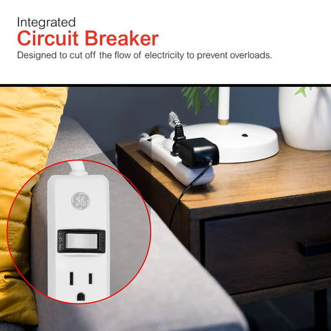 Six Outlet Power Strip With Eight Foot Extension Cord For Home Office Workshop And Garage Use 6 Grounded Outlets Long Reach Cable Power Hub Durable And Tangle Free Cable Management, integrated circuit breaker